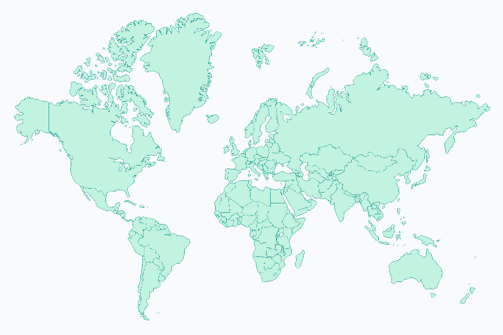 World map highlighting global arbeituhr teams